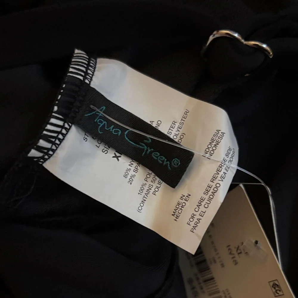 Aqua Green Black One Piece Swimsuit - Picture 2 of 7